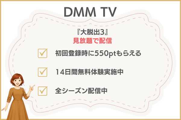 大脱出の配信状況DMM TV