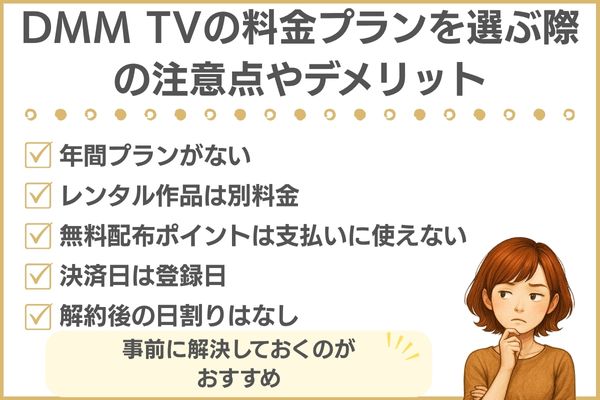 DMM TVの料金プランの注意点