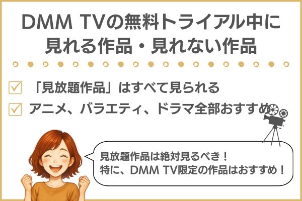 DMM TVの無料トライアル中に見られる作品