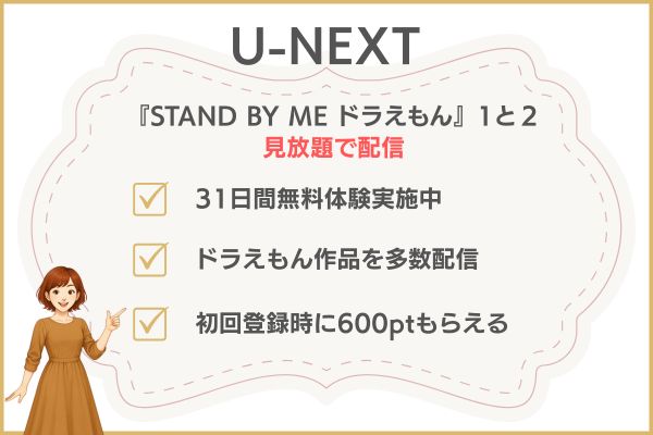 『STAND BY ME ドラえもん』と『STAND BY ME ドラえもん2』U-NEXT