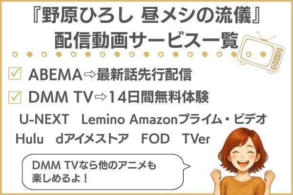 『野原ひろし 昼メシの流儀』のアニメはどこで見れる？