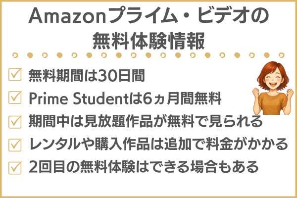 amazonプライムビデオ 無料